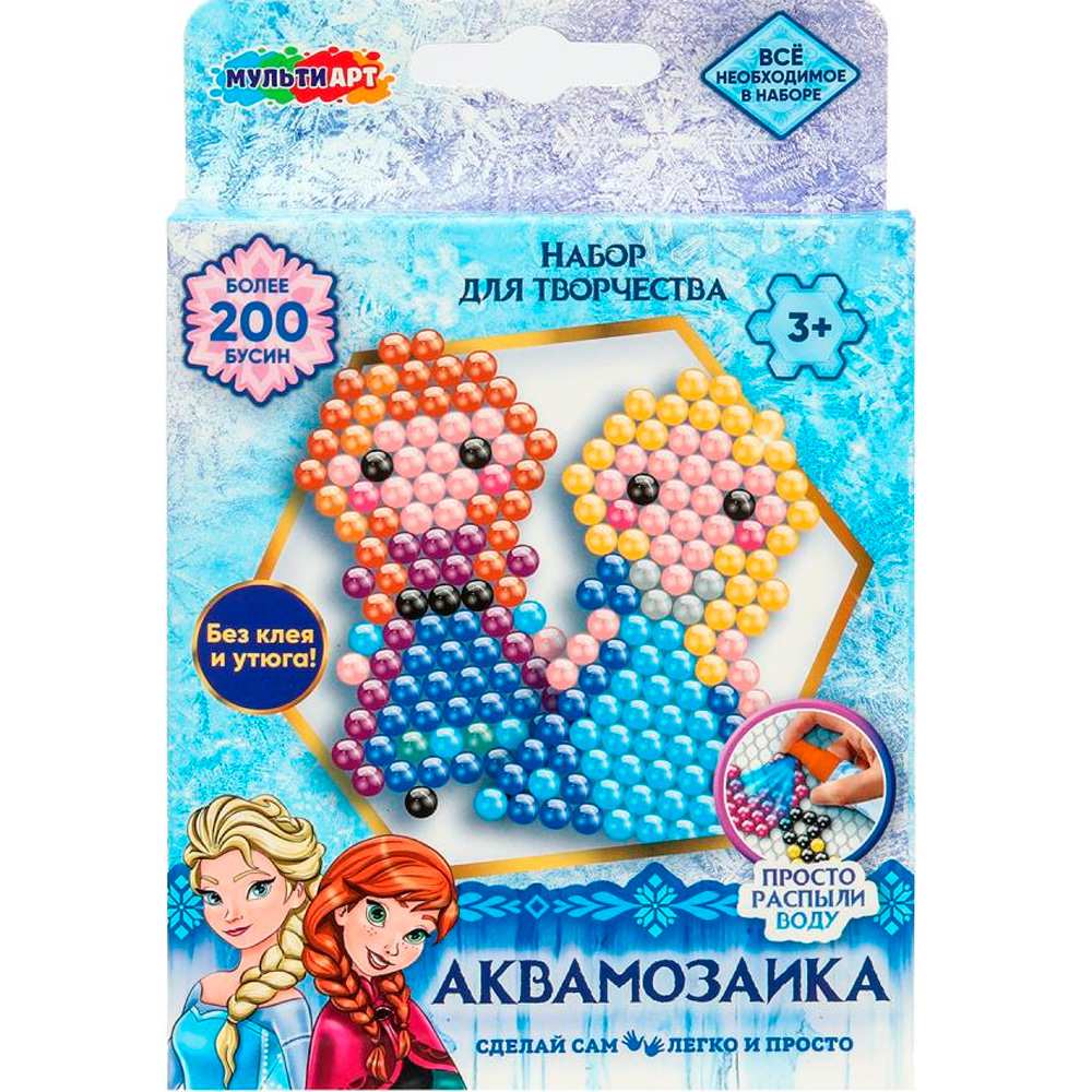 Набор для творчества Аквамозаика 200 бусин Фроузен МУЛЬТИ АРТ AB-120540 Набор для творчества Аквамозаика 200 бусин Фроузен МУЛЬТИ АРТ AB-120540
