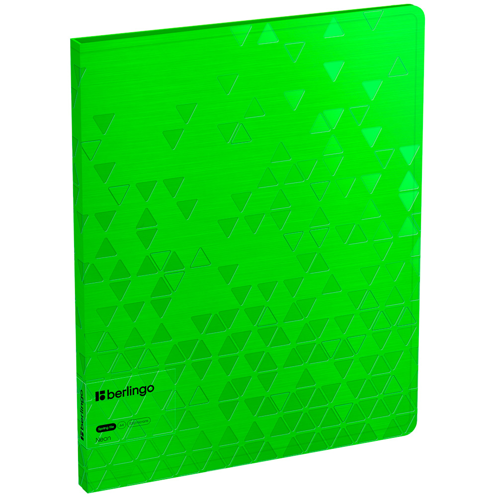 Папка с пружинным скоросшивателем Berlingo Neon 17мм,1000мкм,зеленый неон,с внутр.карманом 352542.