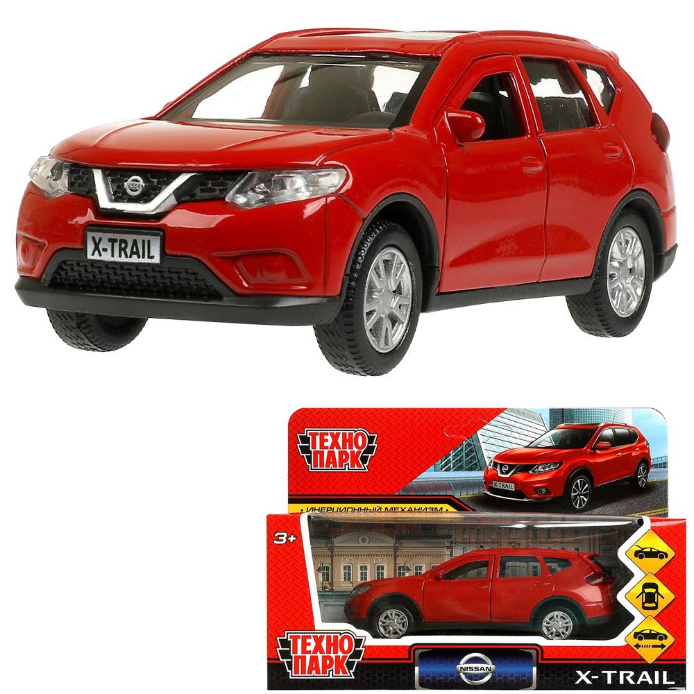 Модель X-TRAIL-RD NISSAN X-TRAIL  длина 12 см, двери, багаж, инерц, красный Технопарк в кор.