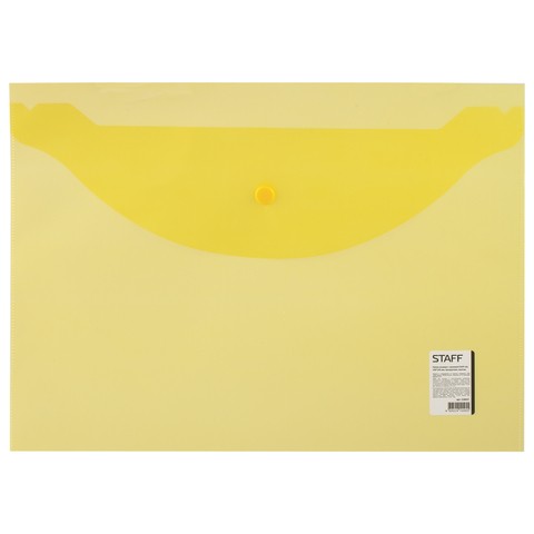 Папка-конверт с кнопкой прозрачная желтая А4 226031 STAFF .