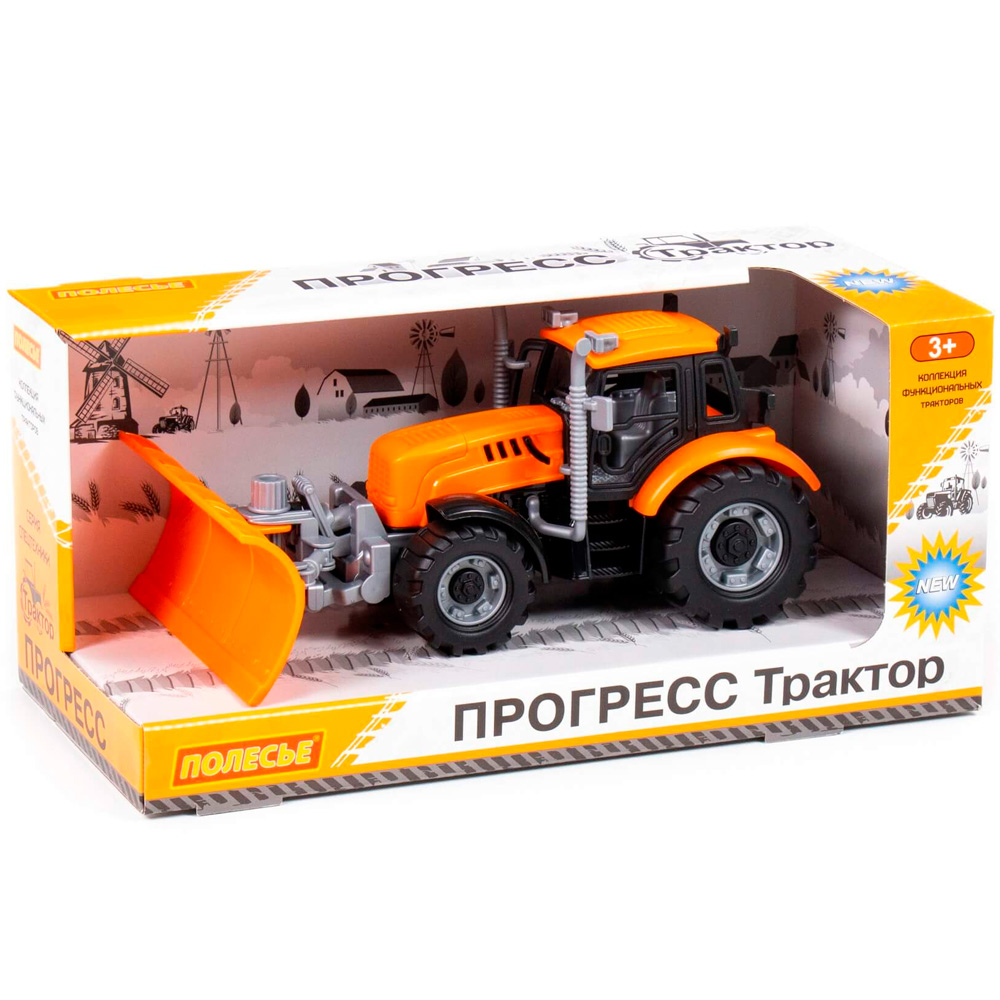Трактор "Прогресс" с лопатой-отвалом инерц. оранжевый в кор. 91765 П-Е /8/.