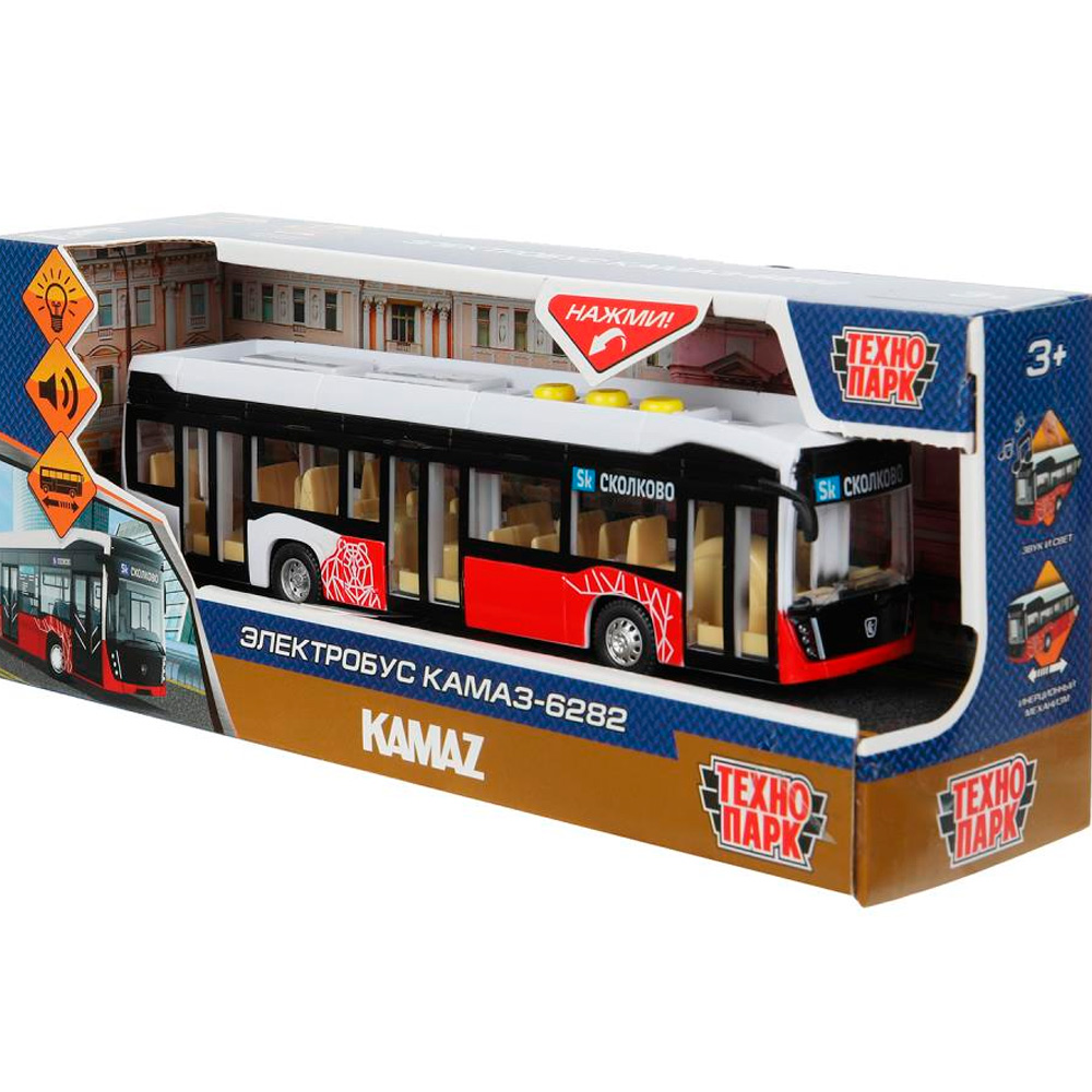 Модель KAMAZBUS-20PL-RD ЭЛЕКТРОБУС КАМАЗ-6282 19,5 см,красный Технопарк в коробке Модель KAMAZBUS-20PL-RD ЭЛЕКТРОБУС КАМАЗ-6282 19,5 см,красный Технопарк в коробке