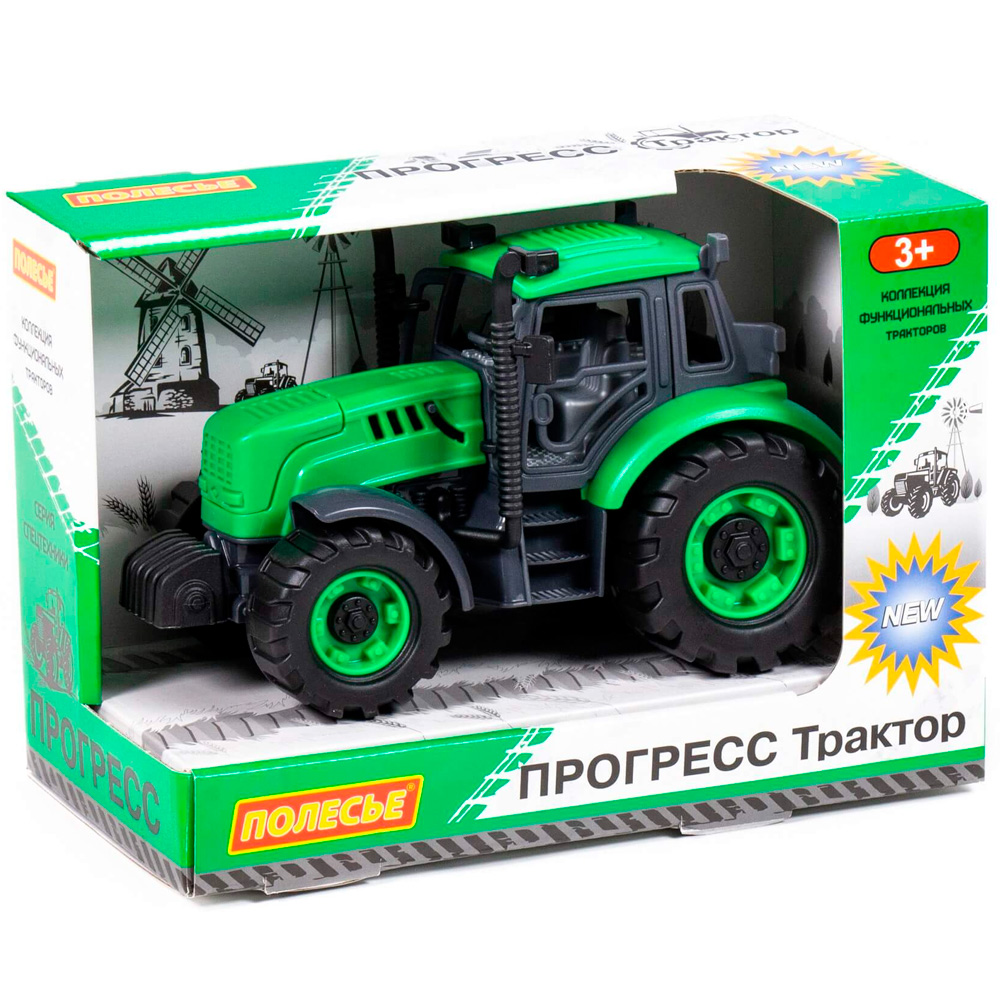 Трактор "Прогресс" инерц. зелёный (в коробке) 91222 П-Е /12/.