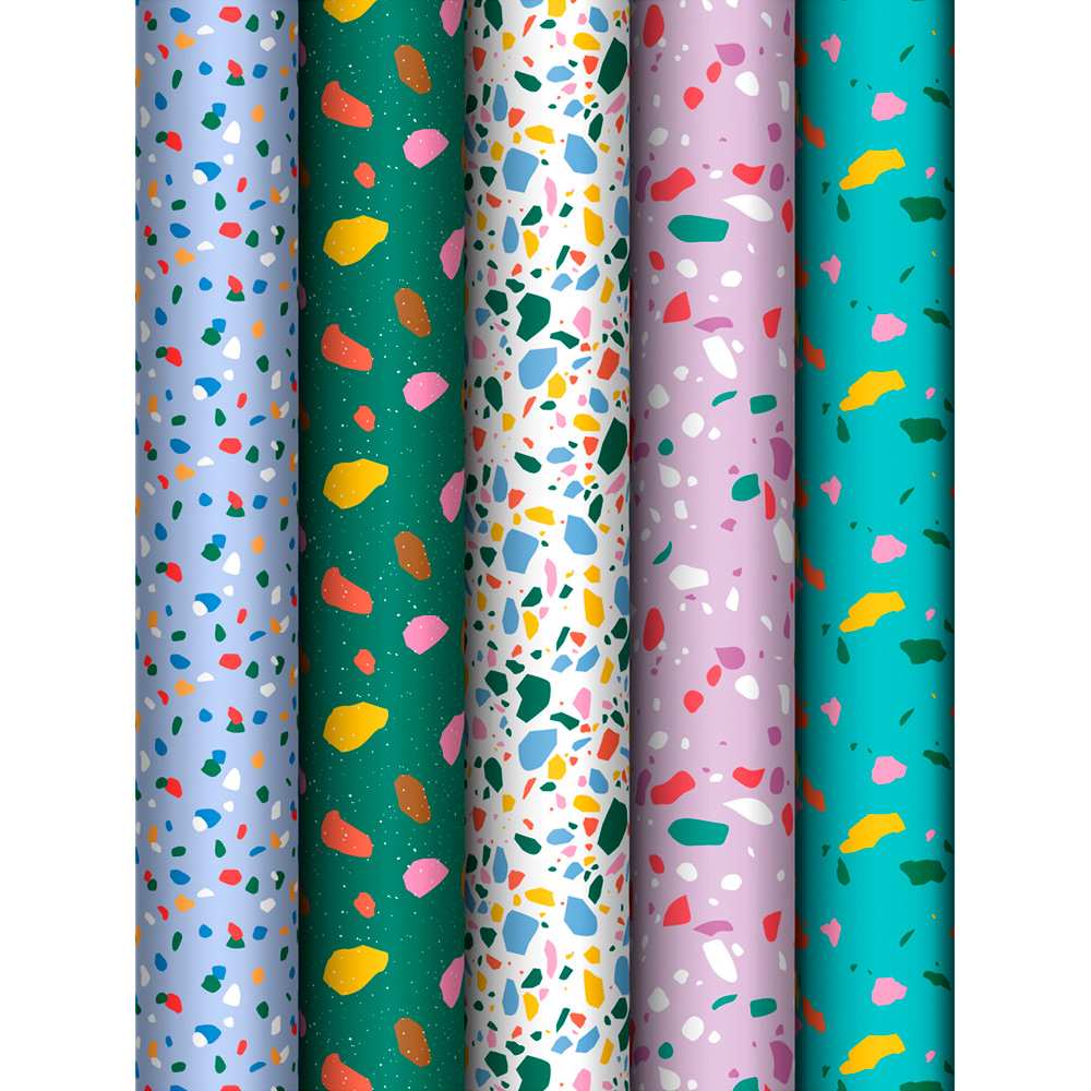 Упаковочная бумага глянц. 70*100см Terrazzo ассорти 372640