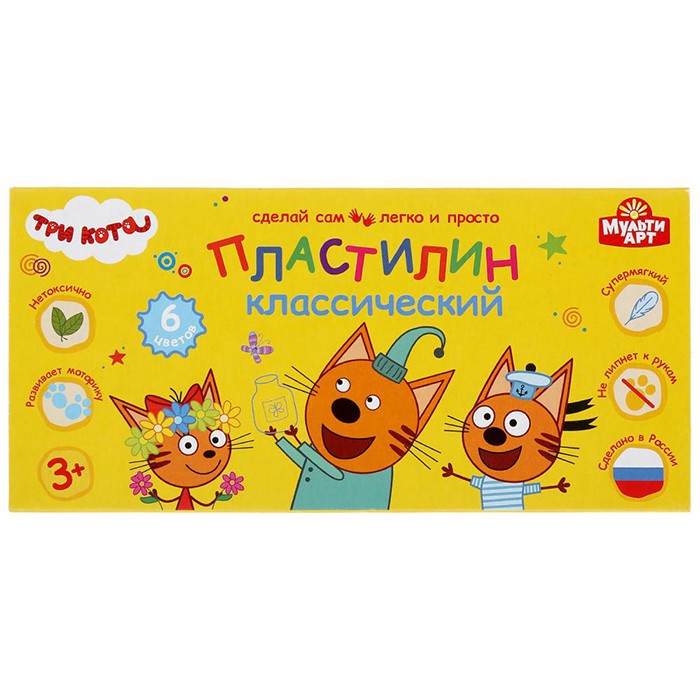 Пластилин 6 цветов Три кота MODCLAY-6-120G-TC Пластилин 6 цветов Три кота MODCLAY-6-120G-TC
