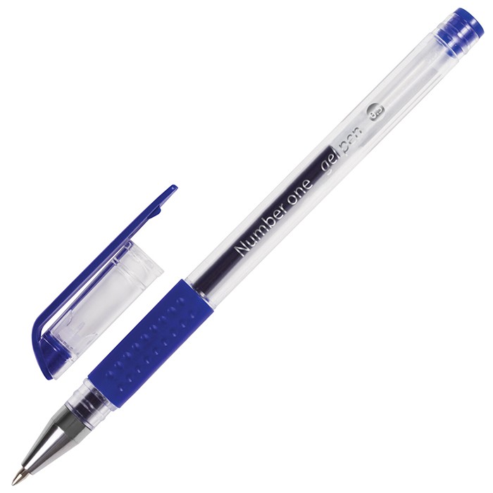 Ручка гелевая синий 0,5мм Number One BRAUBERG 141193