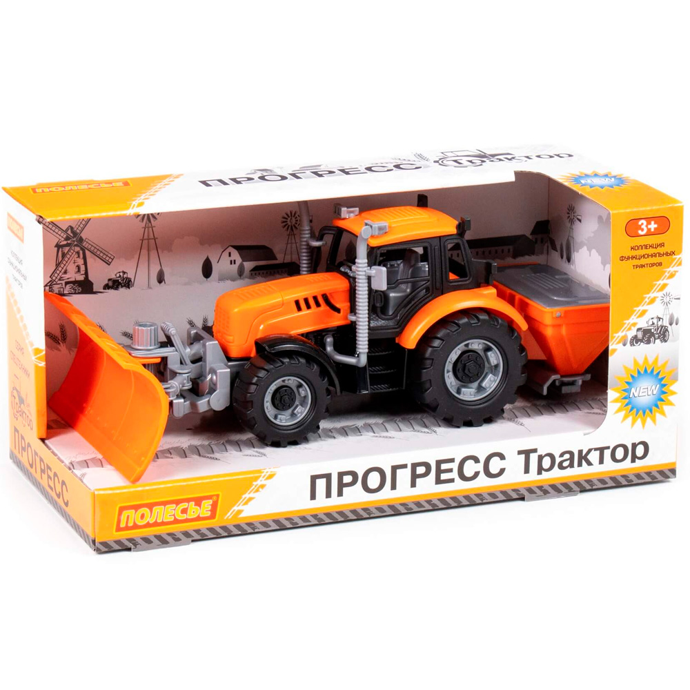 Трактор "Прогресс" снегоуборочный инерц. оранжевый в кор. 91772 П-Е /8/.