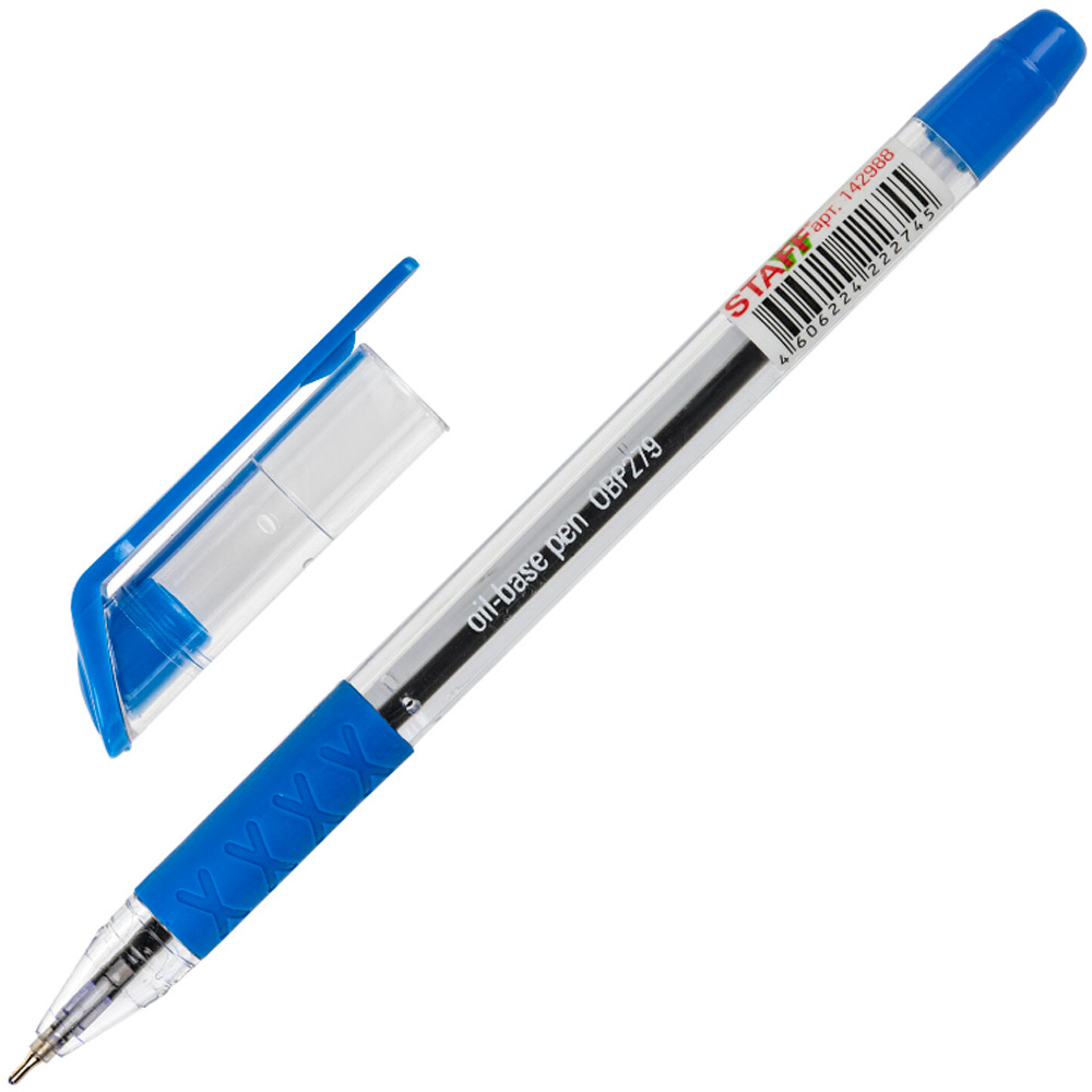 Ручка шариковая синяя масляная с грипом STAFF Profit OBP-279 142988