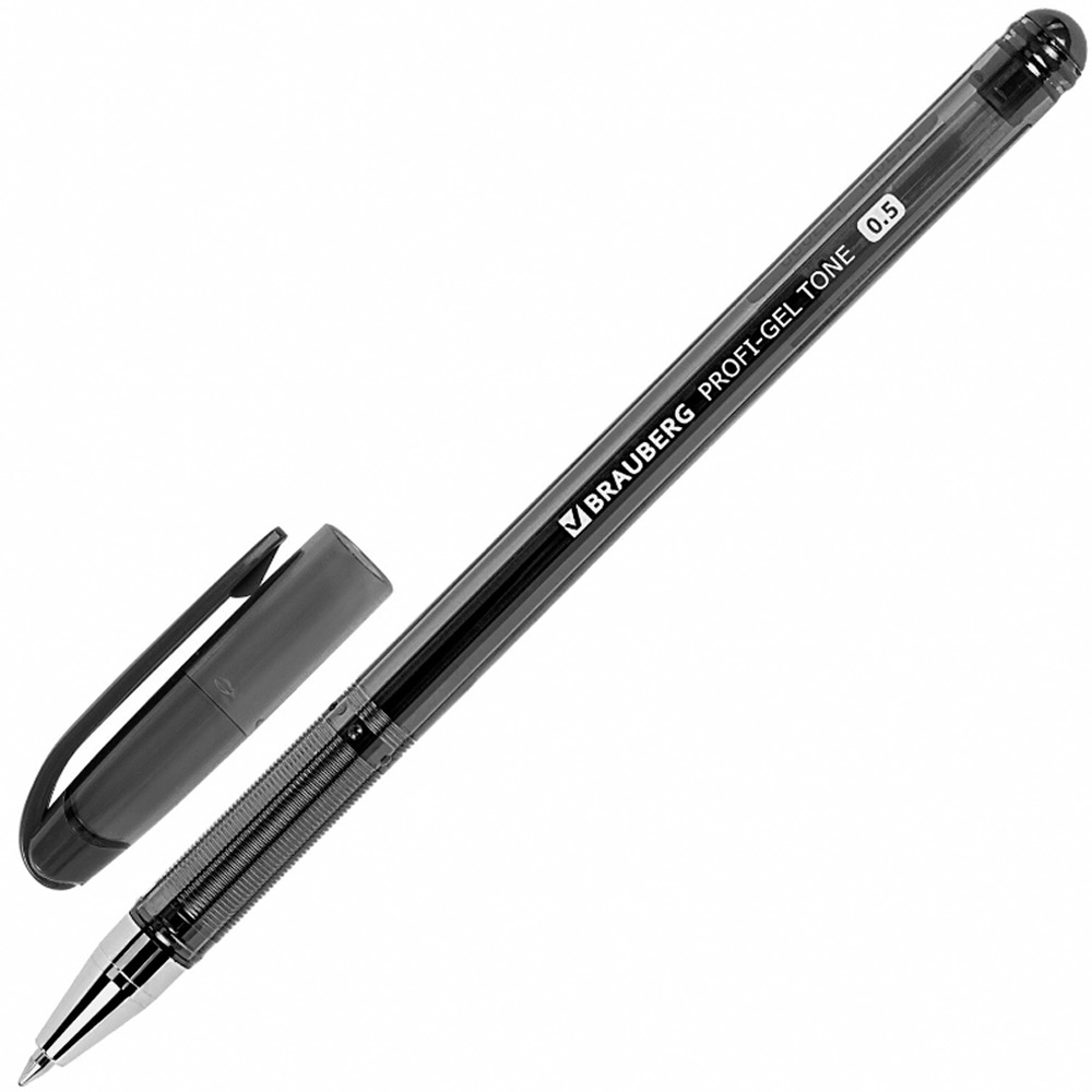 Ручка гелевая черная Profi-Gel TONE линия 0,4мм, BRAUBERG 144127