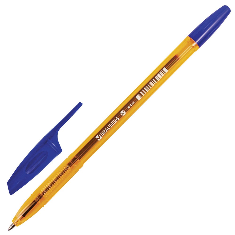 Ручка шарик синяя BRAUBERG X-333 AMBER корпус тонированный 0,7мм, линия 0,35мм 142832