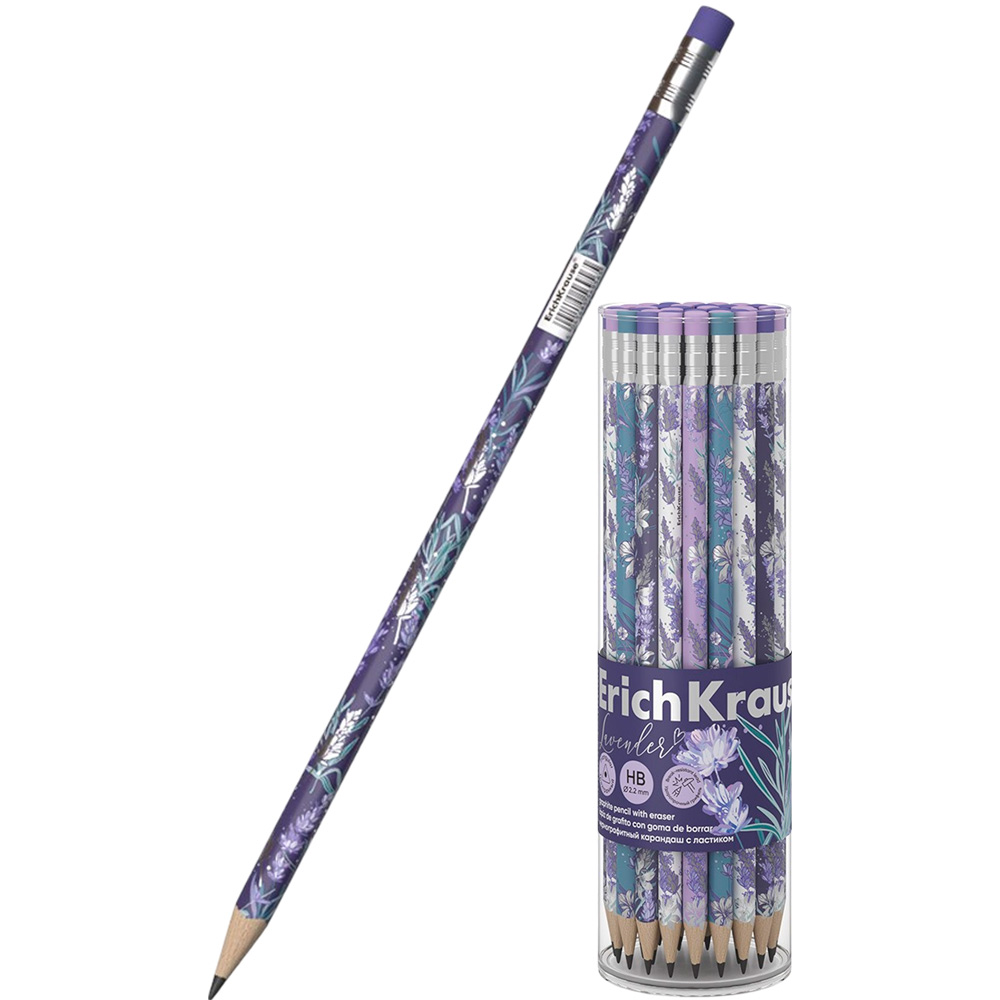Карандаш ч/гр ® Lavender HB с ластиком 56956/Erich Krause/ Карандаш ч/гр ® Lavender HB с ластиком 56956/Erich Krause/