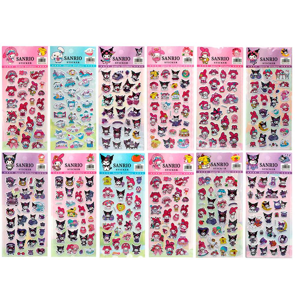 Наклейки 3D Sanrio Kuromi and friends 10*22 см, 5 дизайнов в ассортименте 75809