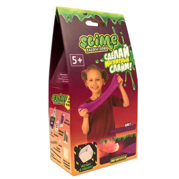 Лизун Slime Набор малый для девочек Лаборатория,фиолетовый магнитный 100гр. SS100-30181.
