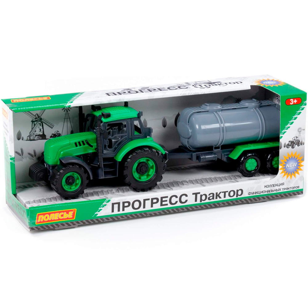 Трактор "Прогресс" с прицепом-цистерной инерц. зеленый в кор. 91567 П-Е /8/.