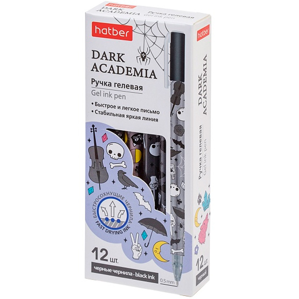 Ручка гелевая Dark Academia Черная 0,5мм  GP_082773 Hatber