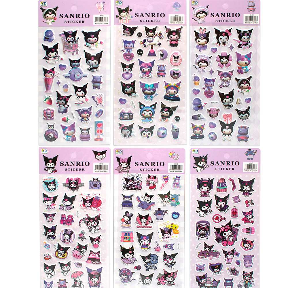 Наклейки 3D Sanrio Kuromi 10*22 см, 6 дизайнов в ассортименте 75803