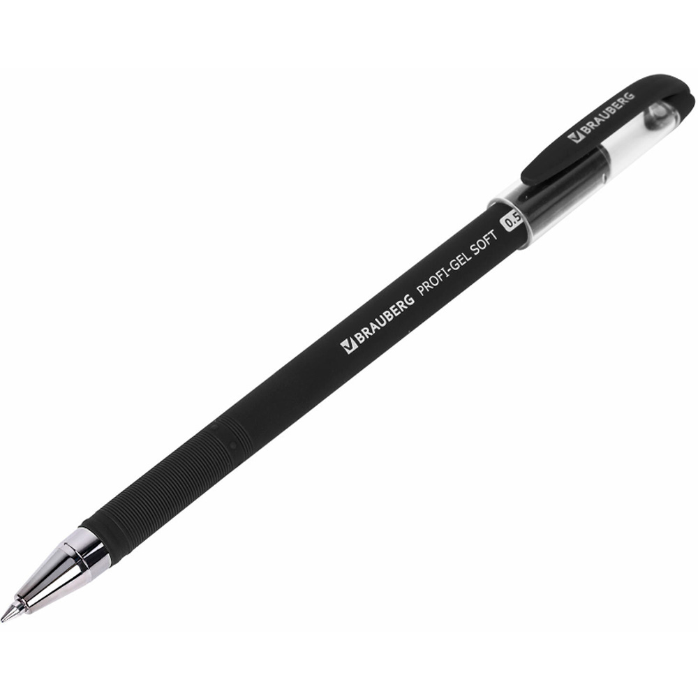 Ручка гелевая черная Profi-Gel SOFT линия 0,4мм, BRAUBERG 144129